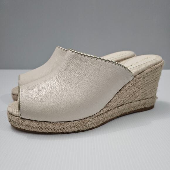 NEW Cole Haan Cloudfeel Southcrest Mule Womens 10 Ivory Leather Wedge Espadrille - Picture 1 of 12
